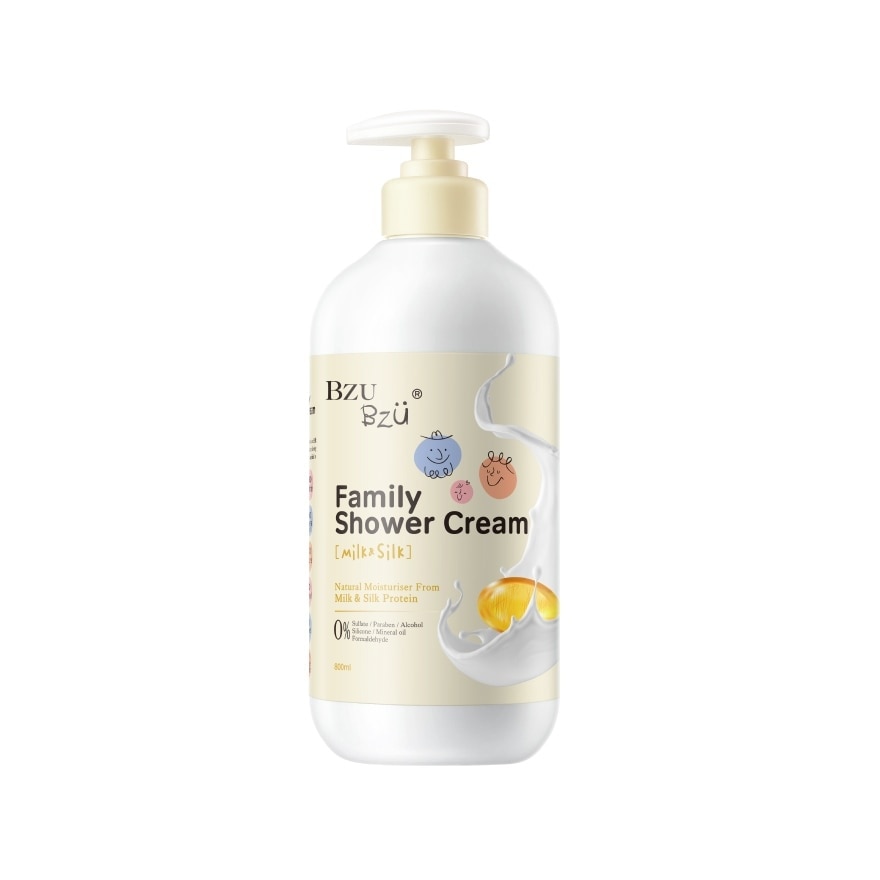 Family Shower Cream (Milk & Silk) Gentle And Safe For All Skin Types 800ml