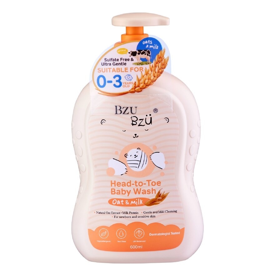 Head To Toe Baby Wash Oat & Milk (Designed For Newborn And Sensitive Skin) 600ml