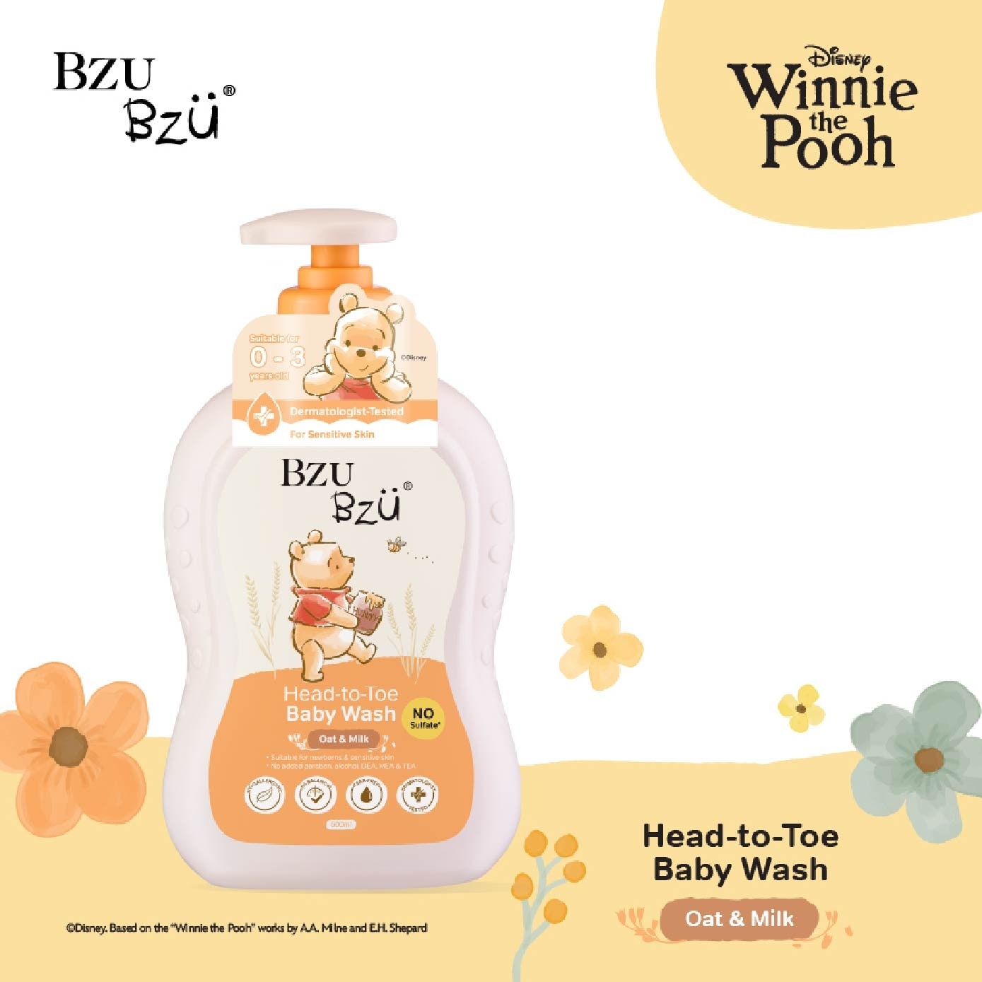 Head To Toe Baby Wash Oat & Milk (Designed For Newborn And Sensitive Skin) 600ml