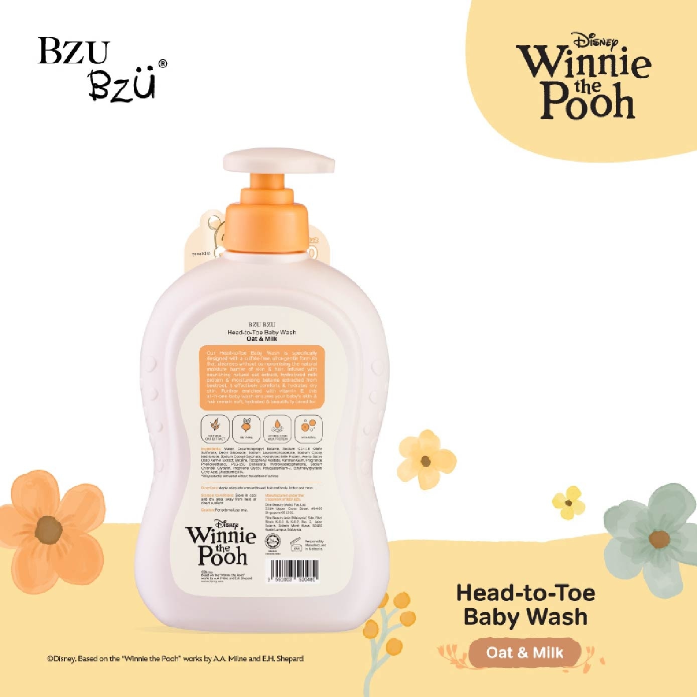 Head To Toe Baby Wash Oat & Milk (Designed For Newborn And Sensitive Skin) 600ml