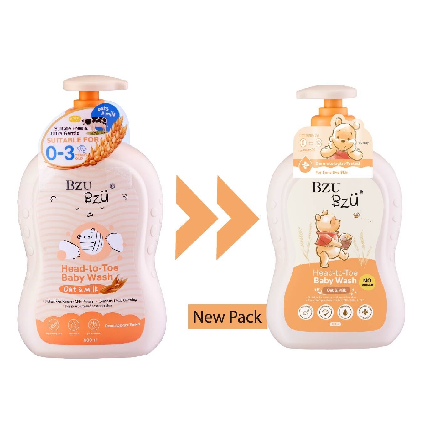 Head To Toe Baby Wash Oat & Milk (Designed For Newborn And Sensitive Skin) 600ml