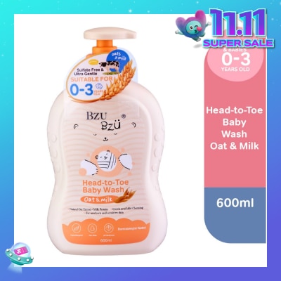 BZU BZU Head To Toe Baby Wash Oat & Milk (Designed For Newborn And Sensitive Skin) 600ml