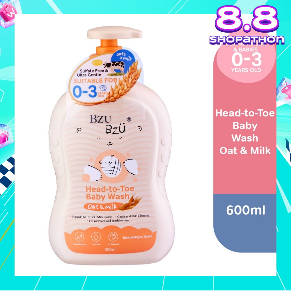 Head To Toe Baby Wash Oat & Milk (Designed For Newborn And Sensitive Skin) 600ml