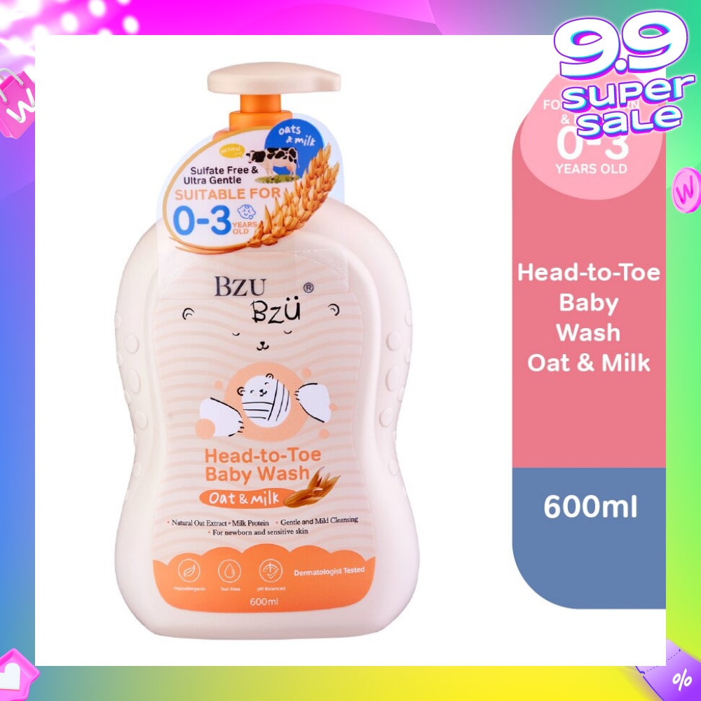 Head To Toe Baby Wash Oat & Milk (Designed For Newborn And Sensitive Skin) 600ml