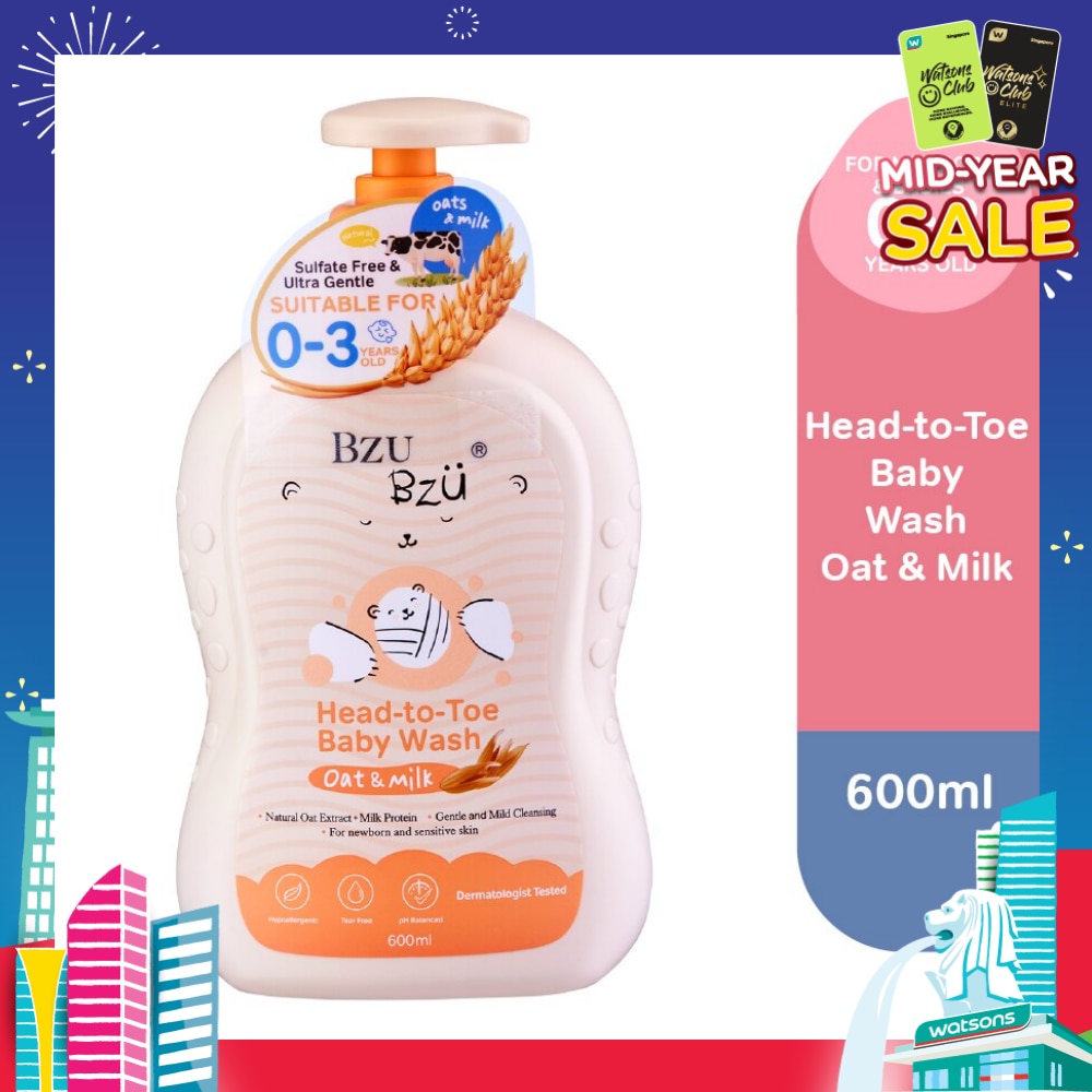 Head To Toe Baby Wash Oat & Milk (Designed For Newborn And Sensitive Skin) 600ml