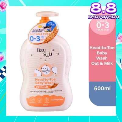 BZU BZU Head To Toe Baby Wash Oat & Milk (Designed For Newborn And Sensitive Skin) 600ml