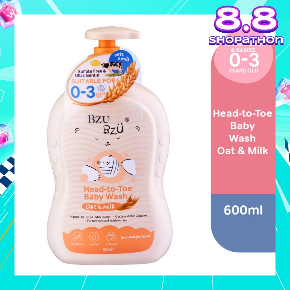 Head To Toe Baby Wash Oat & Milk (Designed For Newborn And Sensitive Skin) 600ml