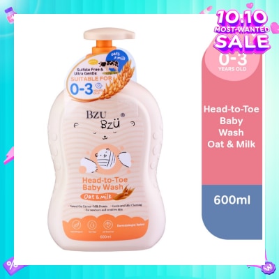 BZU BZU Head To Toe Baby Wash Oat & Milk (Designed For Newborn And Sensitive Skin) 600ml