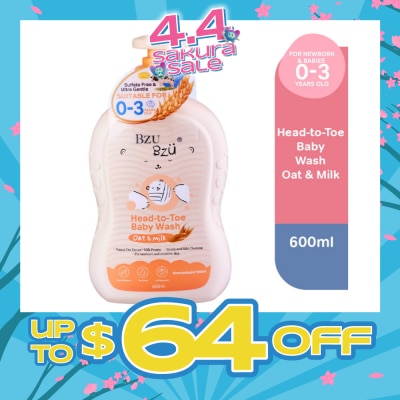 BZU BZU - Head To Toe Baby Wash Oat & Milk (Designed For Newborn And Sensitive Skin) 600ml