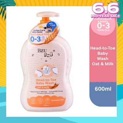 BZU BZU Head To Toe Baby Wash Oat & Milk (Designed For Newborn And Sensitive Skin) 600ml