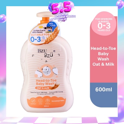 BZU BZU - Head To Toe Baby Wash Oat & Milk (Designed For Newborn And Sensitive Skin) 600ml