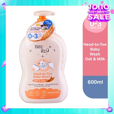 BZU BZU Head To Toe Baby Wash Oat & Milk (Designed For Newborn And Sensitive Skin) 600ml