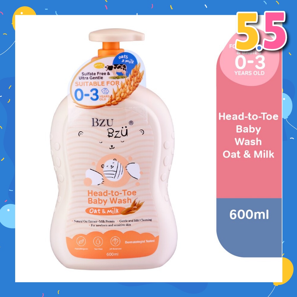 Head To Toe Baby Wash Oat & Milk (Designed For Newborn And Sensitive Skin) 600ml