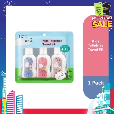 BZU BZU Kids Toiletries Travel Kit (Happy Kids Body Wash+Silky Soft Hair Treatment +Silky Soft Kids Shampoo) 50ml x 3s