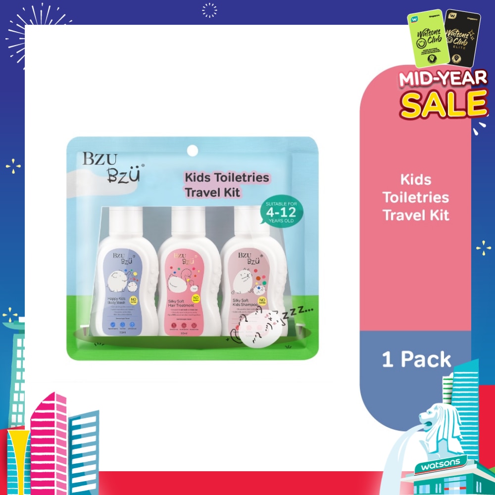 Kids Toiletries Travel Kit (Happy Kids Body Wash+Silky Soft Hair Treatment +Silky Soft Kids Shampoo) 50ml x 3s