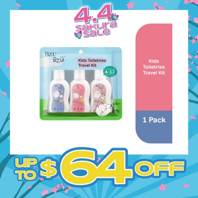 BZU BZU - Kids Toiletries Travel Kit (Happy Kids Body Wash+Silky Soft Hair Treatment +Silky Soft Kids Shampoo) 50ml x 3s