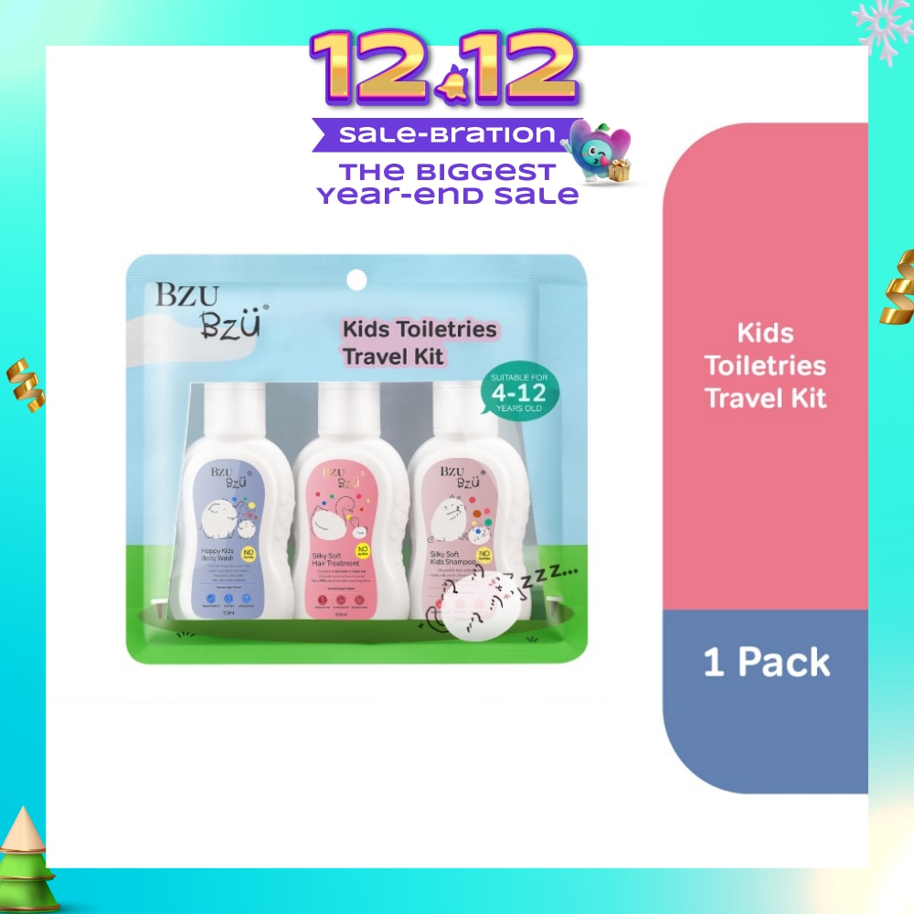 Kids Toiletries Travel Kit (Happy Kids Body Wash+Silky Soft Hair Treatment +Silky Soft Kids Shampoo) 50ml x 3s
