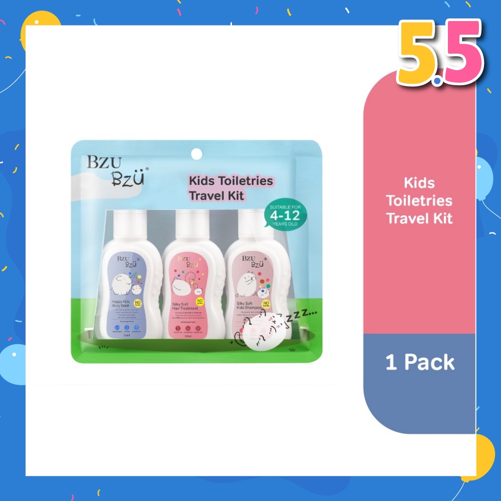 Kids Toiletries Travel Kit (Happy Kids Body Wash+Silky Soft Hair Treatment +Silky Soft Kids Shampoo) 50ml x 3s