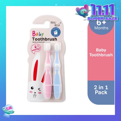 BZU BZU Baby Toothbrush 2 In 1 (Ergonomically Designed For 6 Months+) 1s