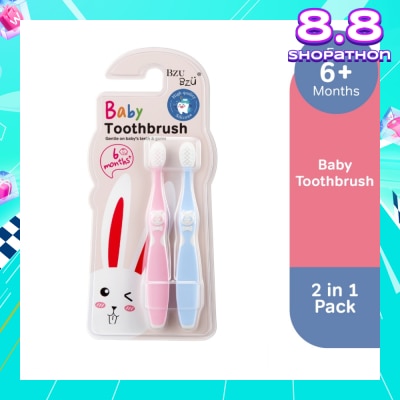 BZU BZU Baby Toothbrush 2 In 1 (Ergonomically Designed For 6 Months+) 1s