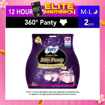 SOFY Comfort Nite 360° Anti Leak Triple Guard 2 in 1 Perfect Night Panty Size M-L 2s
