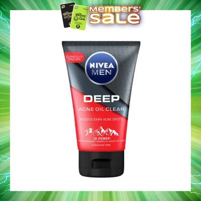 NIVEA - Men Deep Rapid Acne Oil Control Detox Mud Scrub (Helps Reduce Dark Acne Spots) 100g