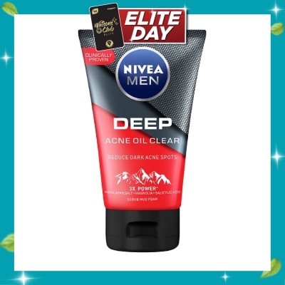 NIVEA Men Deep Rapid Acne Oil Control Detox Mud Scrub (Helps Reduce Dark Acne Spots) 100g image