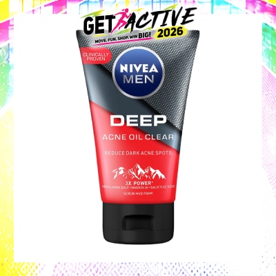 NIVEA - Men Deep Rapid Acne Oil Control Detox Mud Scrub (Helps Reduce Dark Acne Spots) 100g image