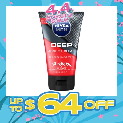 NIVEA - Men Deep Rapid Acne Oil Control Detox Mud Scrub (Helps Reduce Dark Acne Spots) 100g