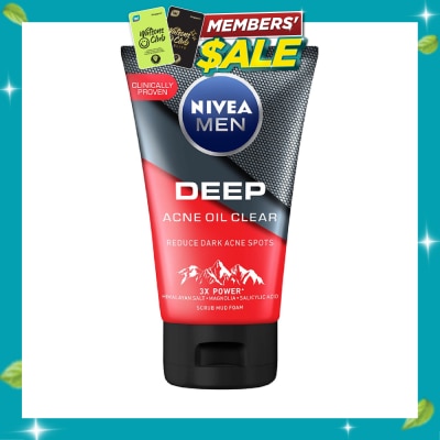 NIVEA Men Deep Rapid Acne Oil Control Detox Mud Scrub (Helps Reduce Dark Acne Spots) 100g image