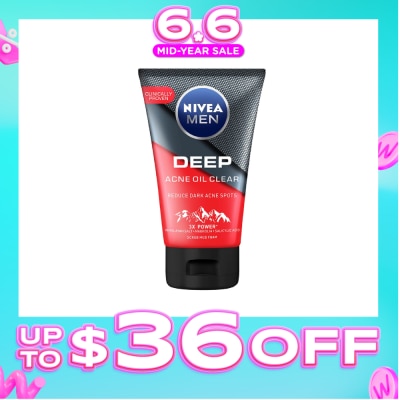 NIVEA - Men Deep Rapid Acne Oil Control Detox Mud Scrub (Helps Reduce Dark Acne Spots) 100g