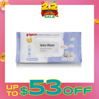 PIGEON Baby Wipes Moisturizing Cloths Wipes (Recommended For Newborns & No Alcohol) 70s