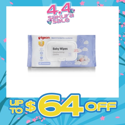 PIGEON - Baby Wipes Moisturizing Cloths Wipes (Recommended For Newborns & No Alcohol) 70s