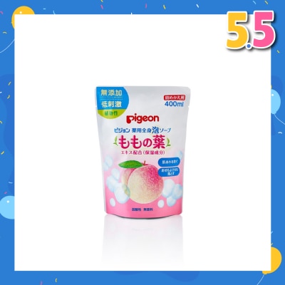 PIGEON Baby Body Foam Refill Peach Leaf (Suitable for Newborn onwards) Removes Dirt & Sweat 400ml