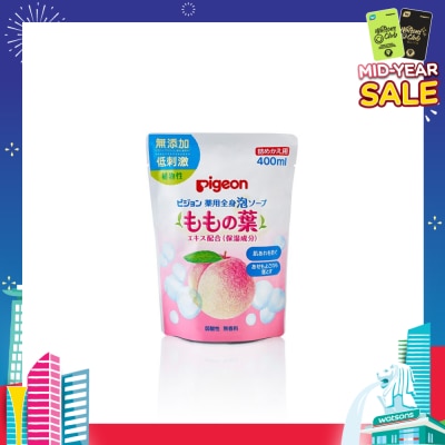 PIGEON Baby Body Foam Refill Peach Leaf 400ml (Expiry: Oct`2025)