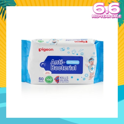 PIGEON ANTI-BACTERIAL WET TISSUE, 60S SINGLE PACK