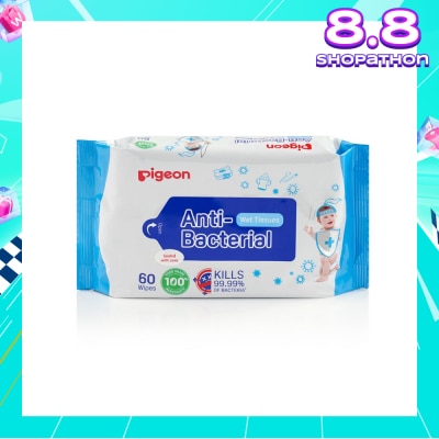 PIGEON ANTI-BACTERIAL WET TISSUE, 60S SINGLE PACK