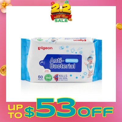 PIGEON Anti-Bacterial Wet Tissues Sheets 60s