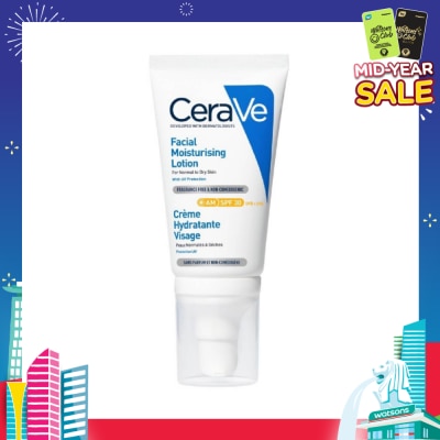 CERAVE AM Facial Moisturizing Lotion UVB + UVA SPF30 (For Normal to Dry Skin) 52ml