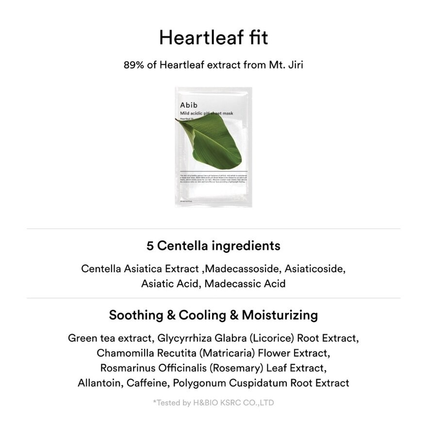 Mild Acidic Ph Sheet Mask Heartleaf Fit (Tighten The Skin And Improve Skin Elasticity) 30ml