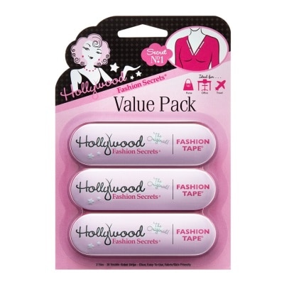 HOLLYWOOD FASHION SECRETS Fashion Tape, Value Pack (Clear Double Stick Apparel And Body Tape) 3s