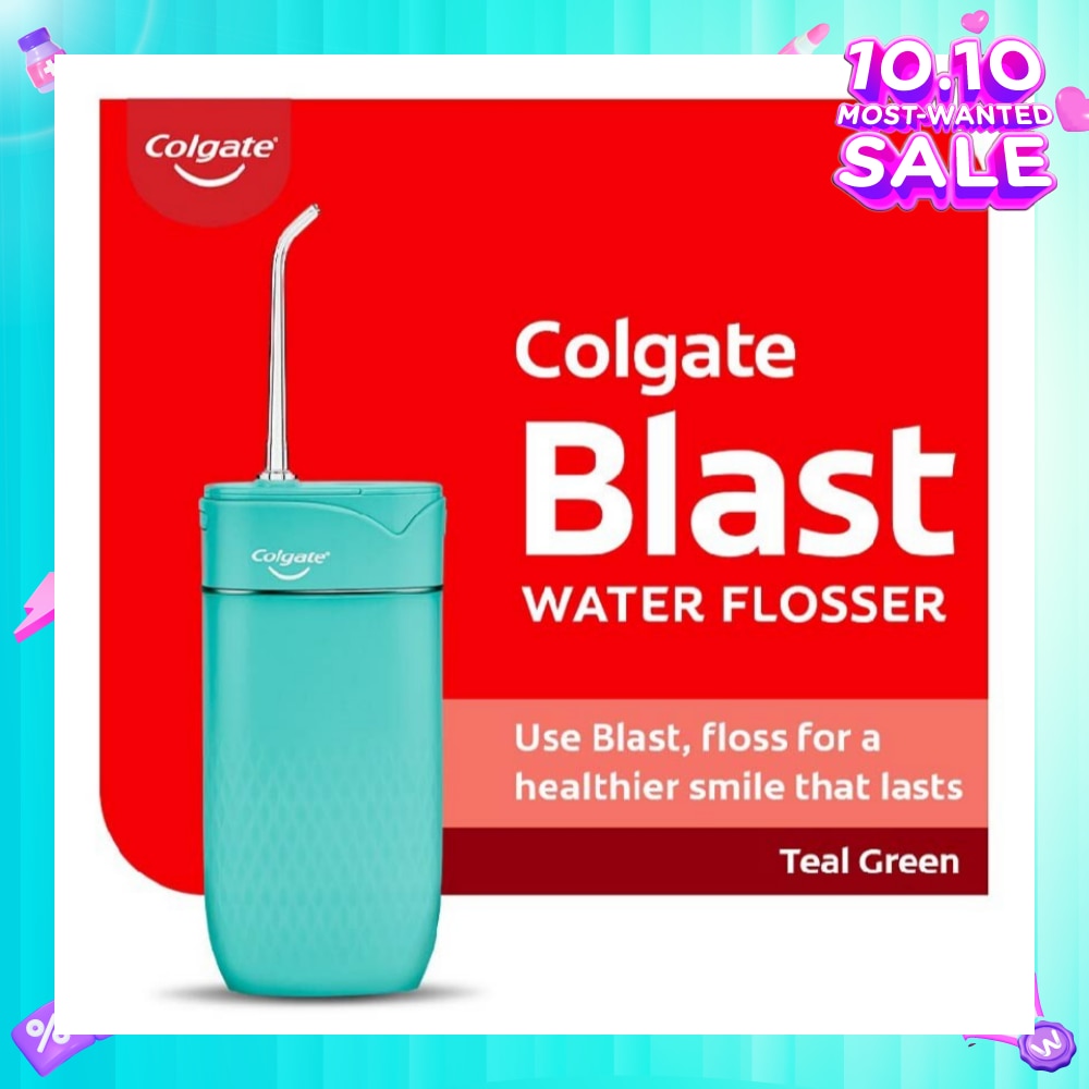 Portable Blast Water Flosser Teal Green Packset consists Flosser 1s + Nozzle 2s + USB Cord 1s