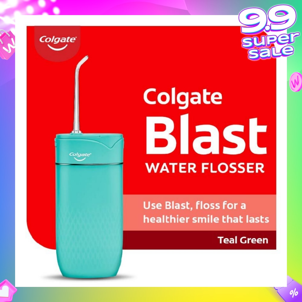 Portable Blast Water Flosser Teal Green Packset consists Flosser 1s + Nozzle 2s + USB Cord 1s