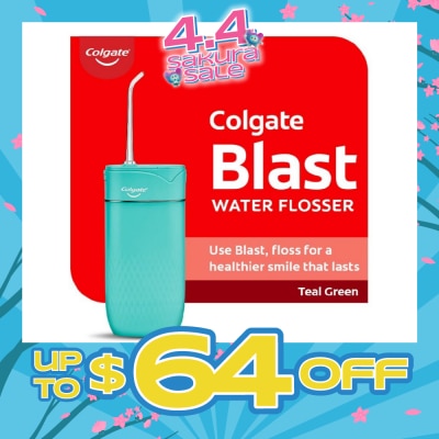 COLGATE Portable Blast Water Flosser Teal Green Packset consists Flosser 1s + Nozzle 2s + USB Cord 1