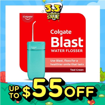 COLGATE Portable Blast Water Flosser Teal Green Packset consists Flosser 1s + Nozzle 2s + USB Cord 1s