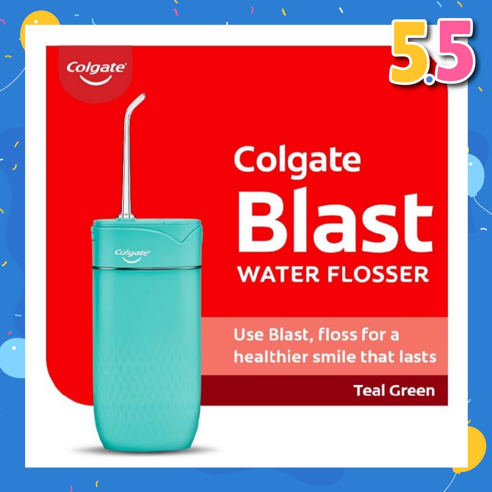Portable Blast Water Flosser Teal Green Packset consists Flosser 1s + Nozzle 2s + USB Cord 1s