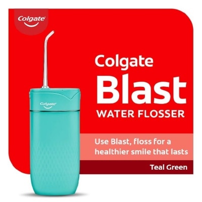 COLGATE Portable Blast Water Flosser Teal Green Packset consists Flosser 1s + Nozzle 2s + USB Cord 1s