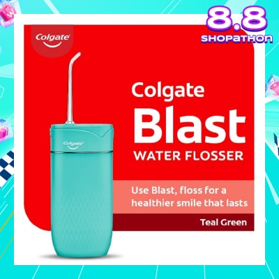COLGATE Portable Blast Water Flosser Teal Green Packset consists Flosser 1s + Nozzle 2s + USB Cord 1s