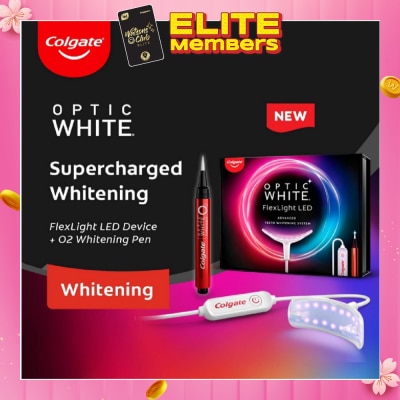 COLGATE Optic White FlexLight LED Advanced Teeth Whitening Kit consists LED Device 1s + O2 Whitening Pen 1s (Expiry: May`2026)