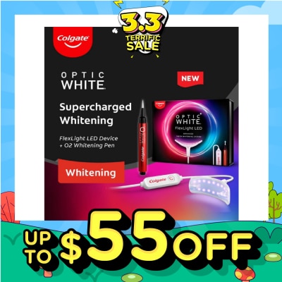 COLGATE Optic White FlexLight LED Advanced Teeth Whitening Kit consists LED Device 1s + O2 Whitening Pen 1s